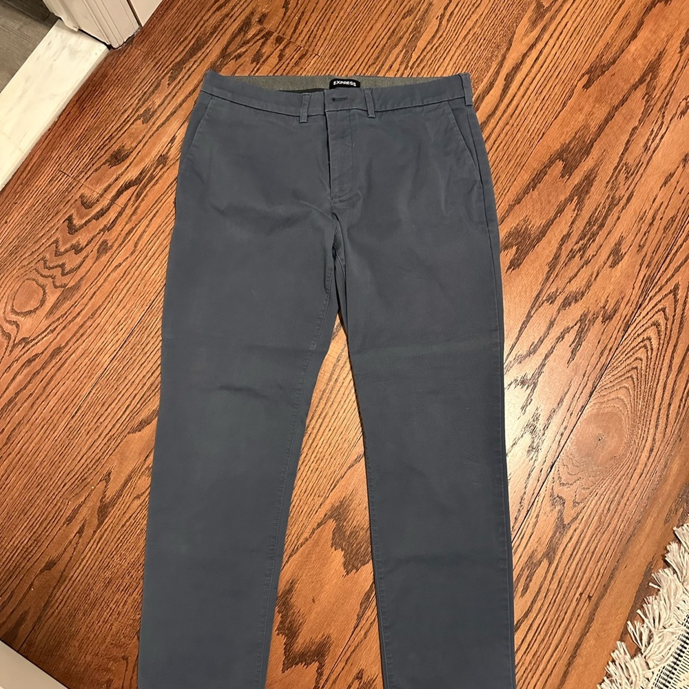 Express Slim Chinos in Slate Gray-Blue